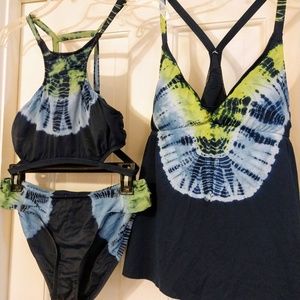 Lucky Brand Half Moon Tie Dye 3 Piece Bikini set